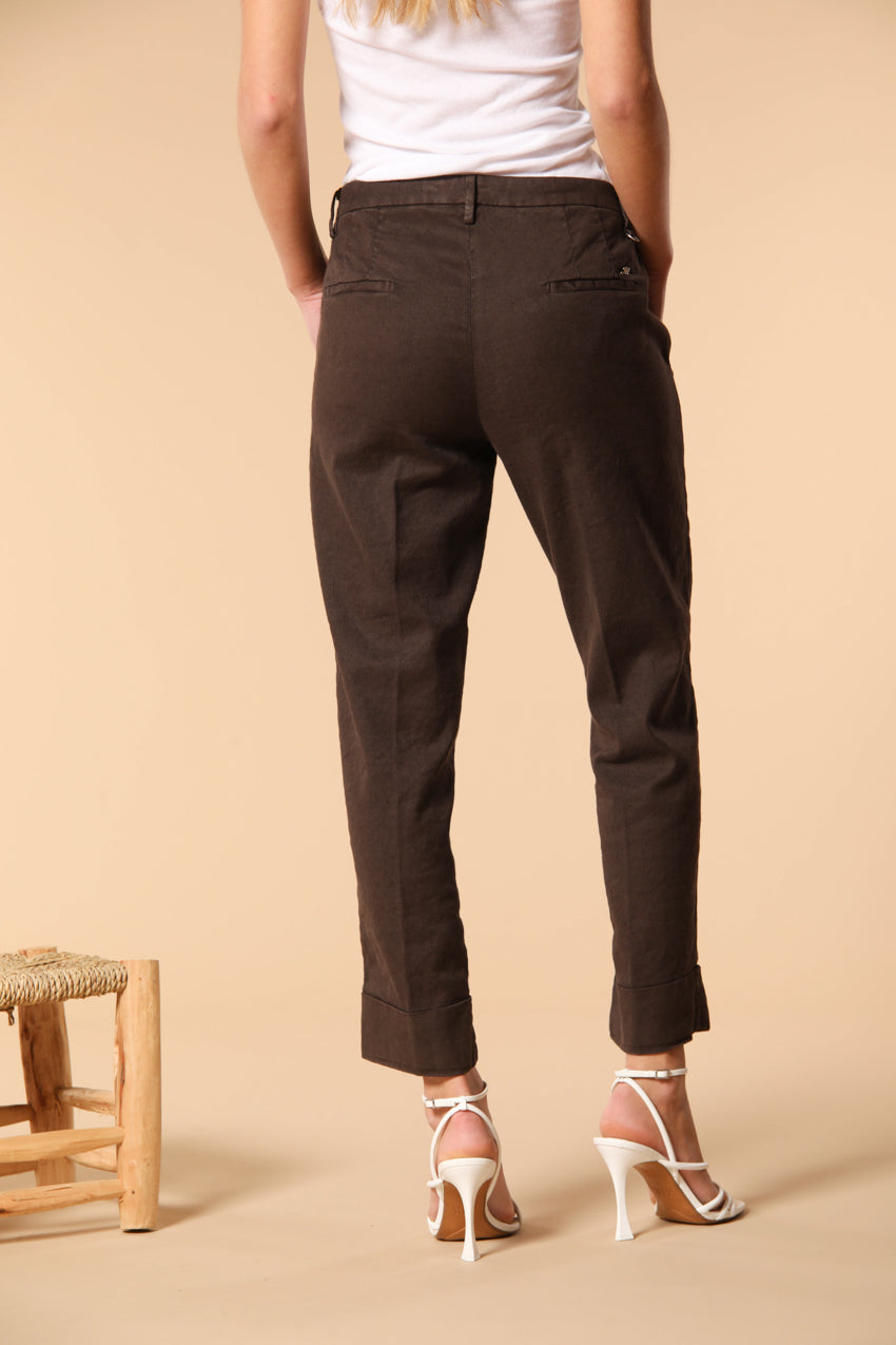 New York Carrot pantalone chino donna in twill di lino e cotone carrot fit