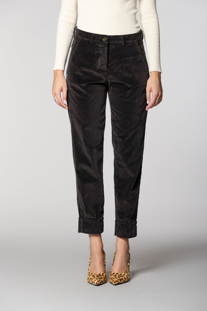 New York Carrot pantalone chino donna in velluto carrot fit