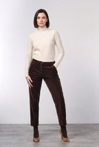 New York Carrot Chinohose für Damen aus glattem Samt mit carrot fit ①
