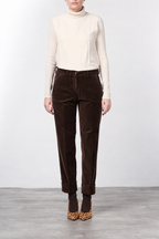 New York Carrot pantalone chino donna in velluto liscio carrot fit ①