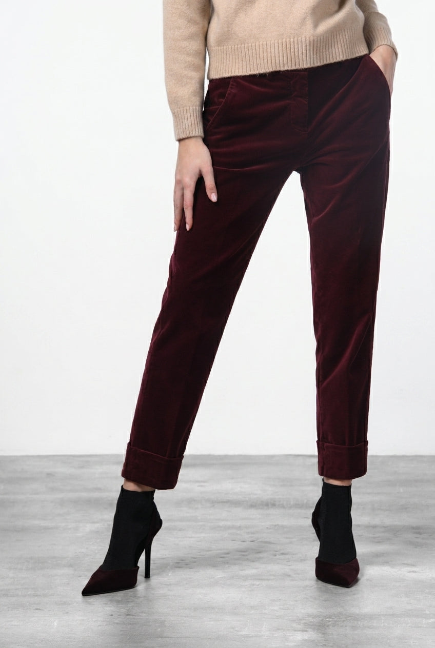 New York Carrot pantalone chino donna in velluto liscio carrot fit ①