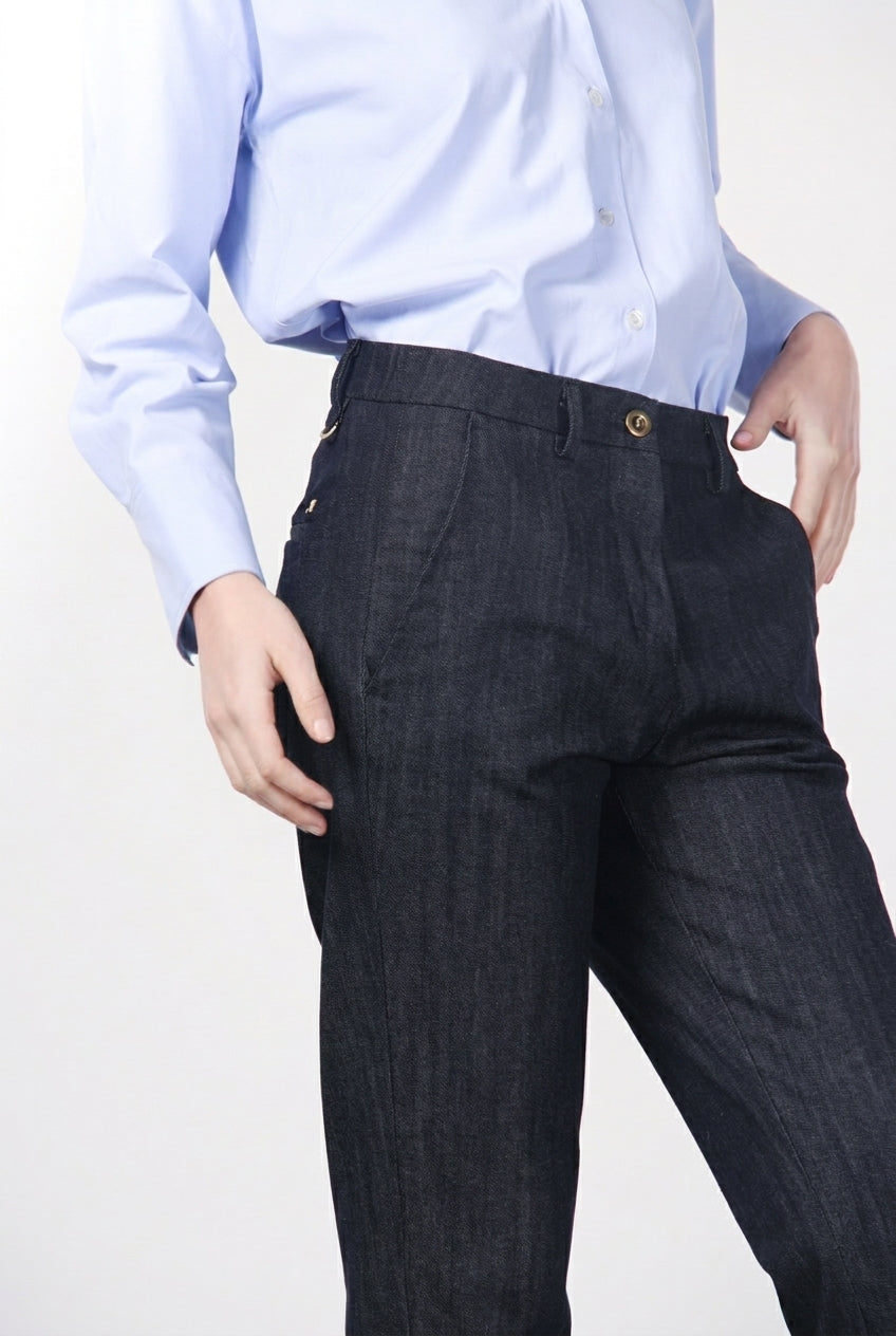New York Carrot pantalone chino donna in denim stretch carrot fit ①