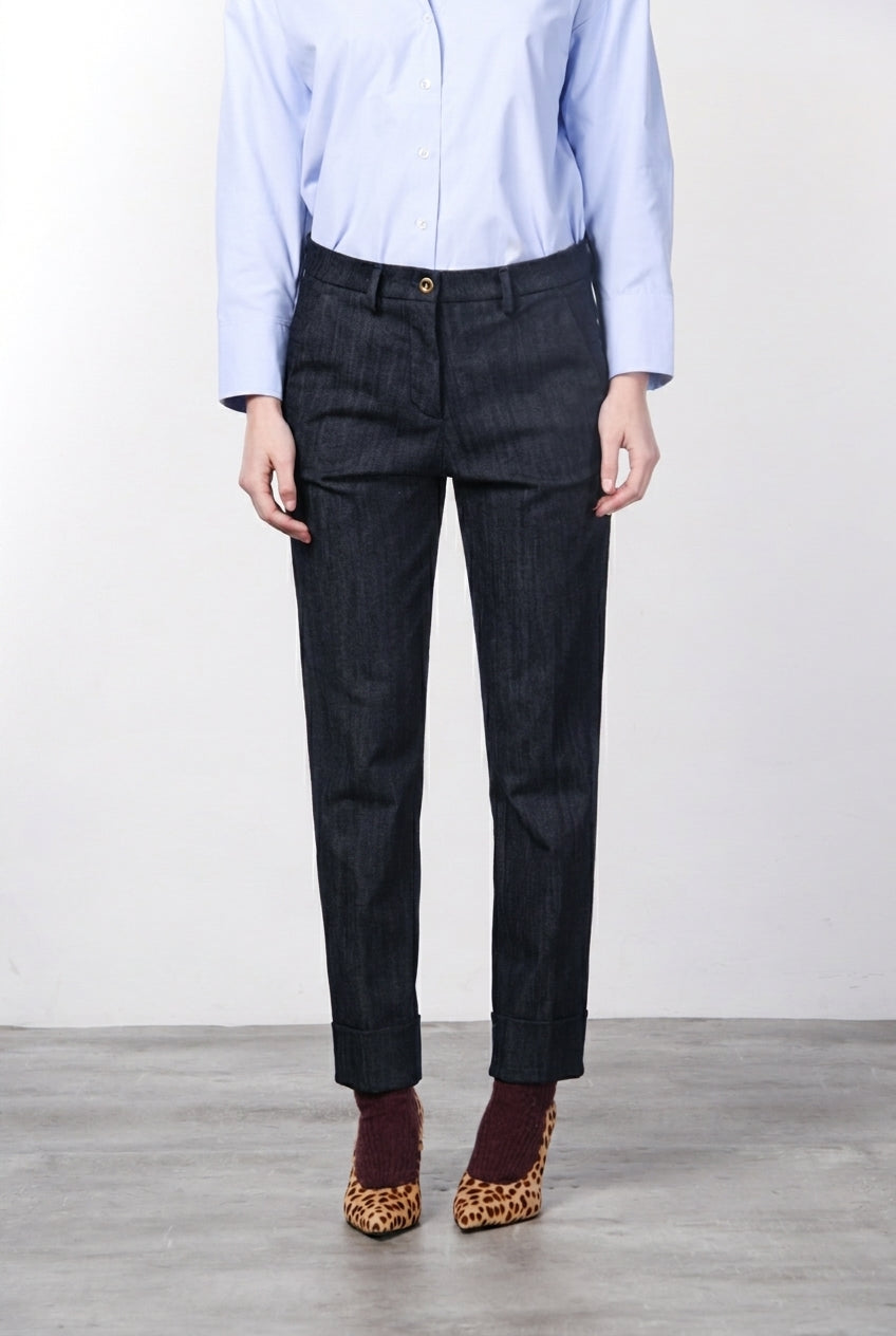 New York Carrot pantalone chino donna in denim stretch carrot fit ①