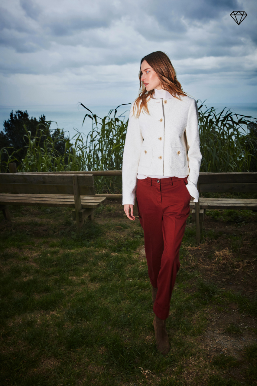 New York Carrot Damen-Chinohose aus Baumwolle und Wolle Carrot Fit ①