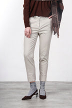 New York Carrot pantalone chino donna in gabardina cotone e lana carrot fit ①
