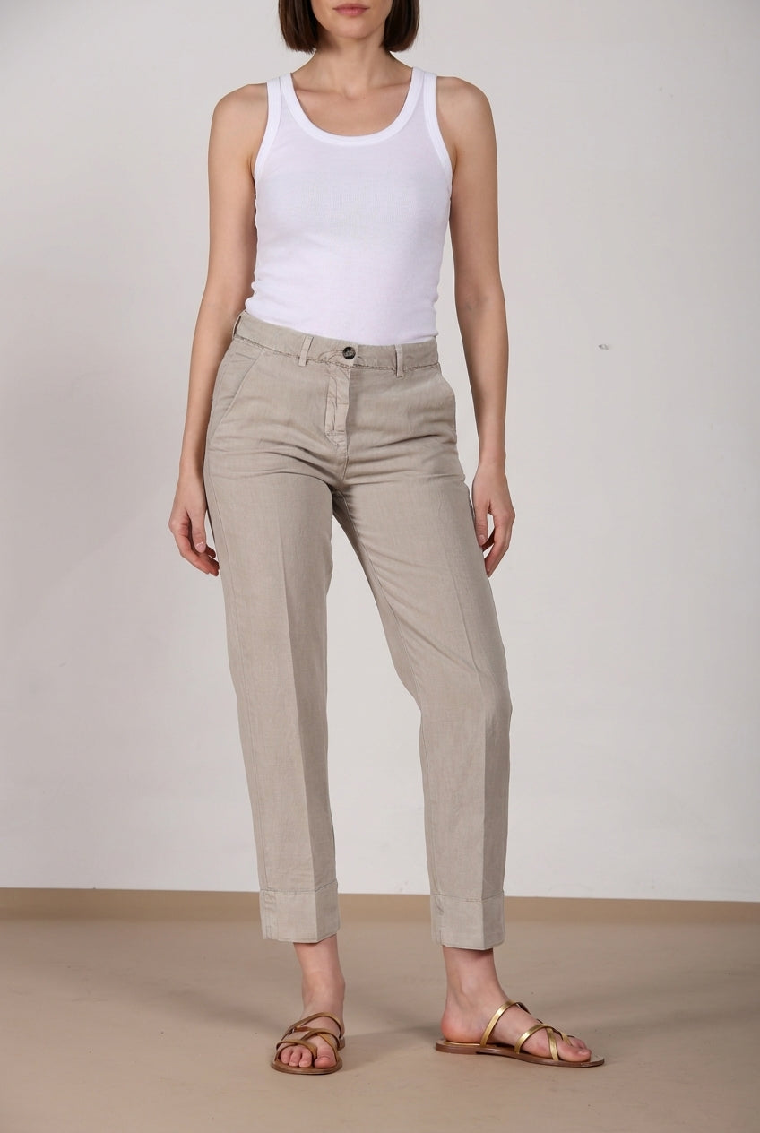 New York Carrot Hose Chino Damen aus Baumwoll- und Leinen-Twill carrot fit