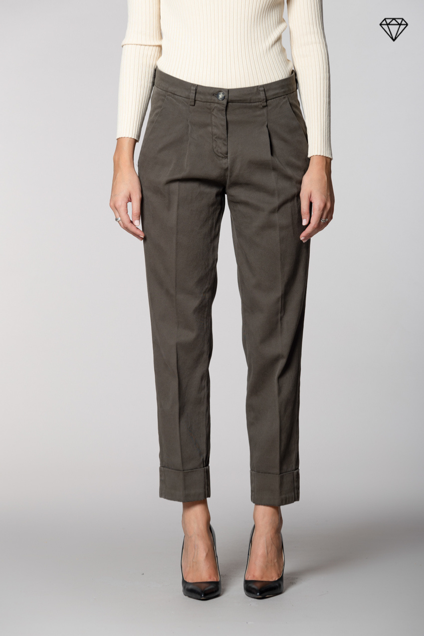 New York Carrot Pince Damen-Chinohose aus Baumwolle und Kaschmir Carrot Fit ①