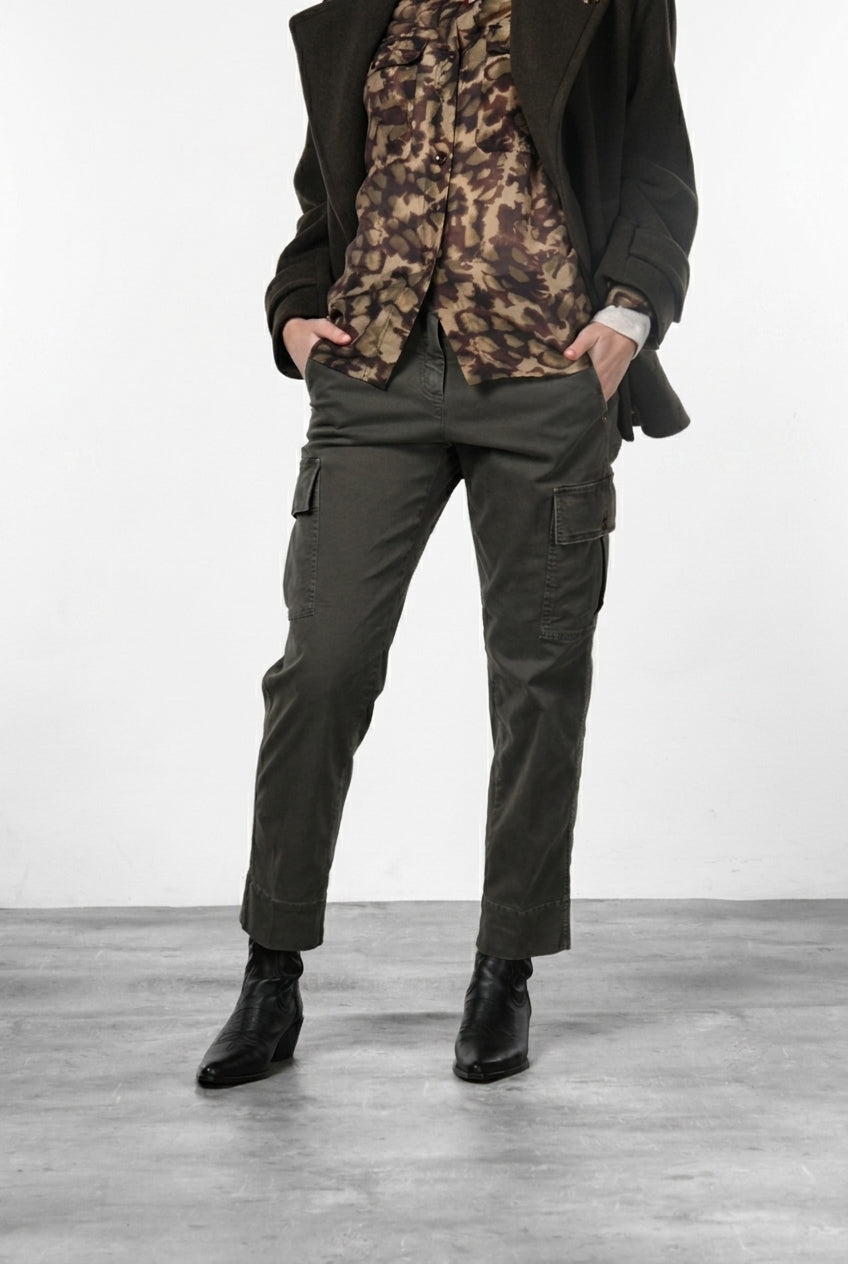 Marlene Cargo Damen-Cargohose aus Gabardine, Carrot Fit