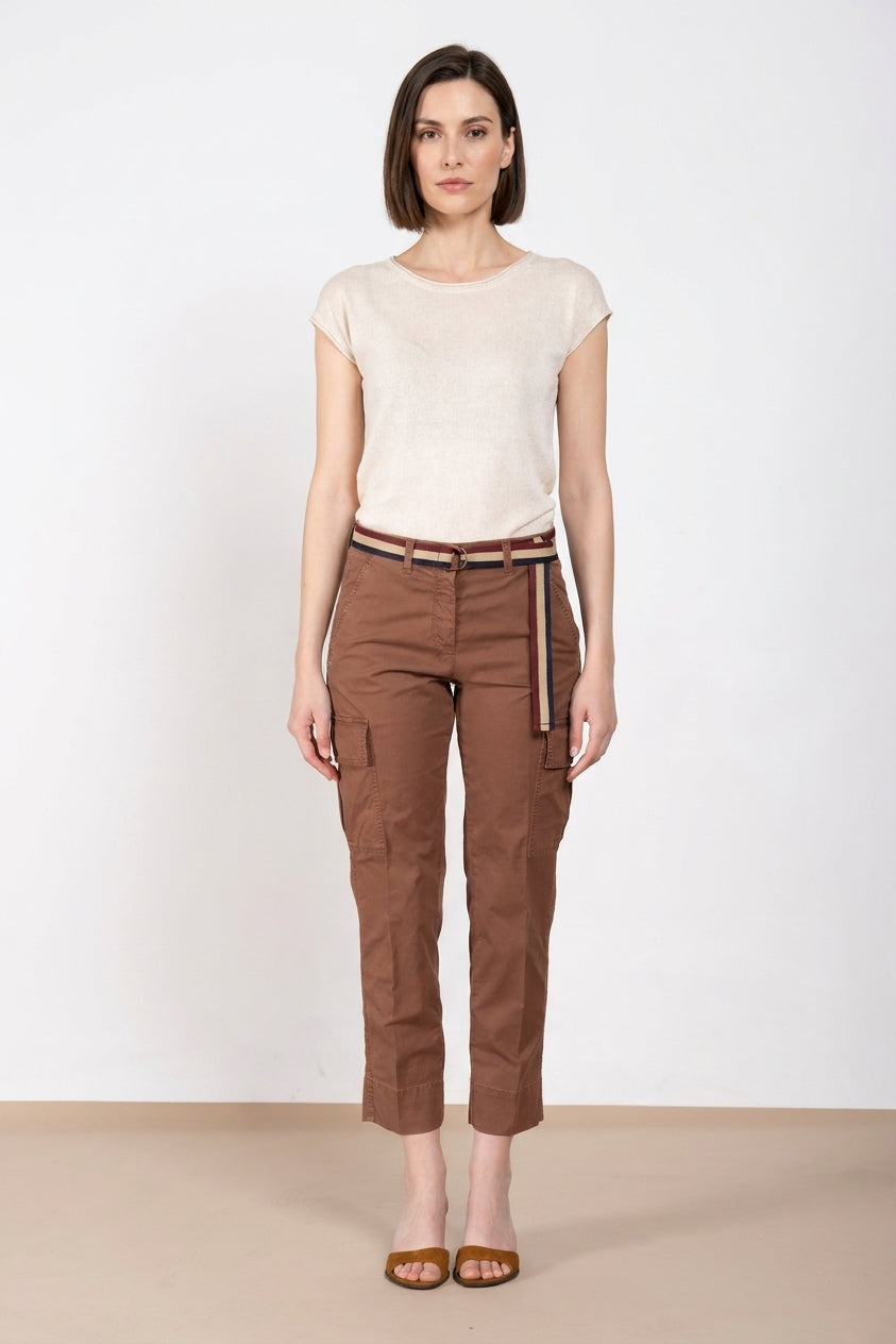 Marlene Cargo pantalone donna in twill leggero stretch carrot fit