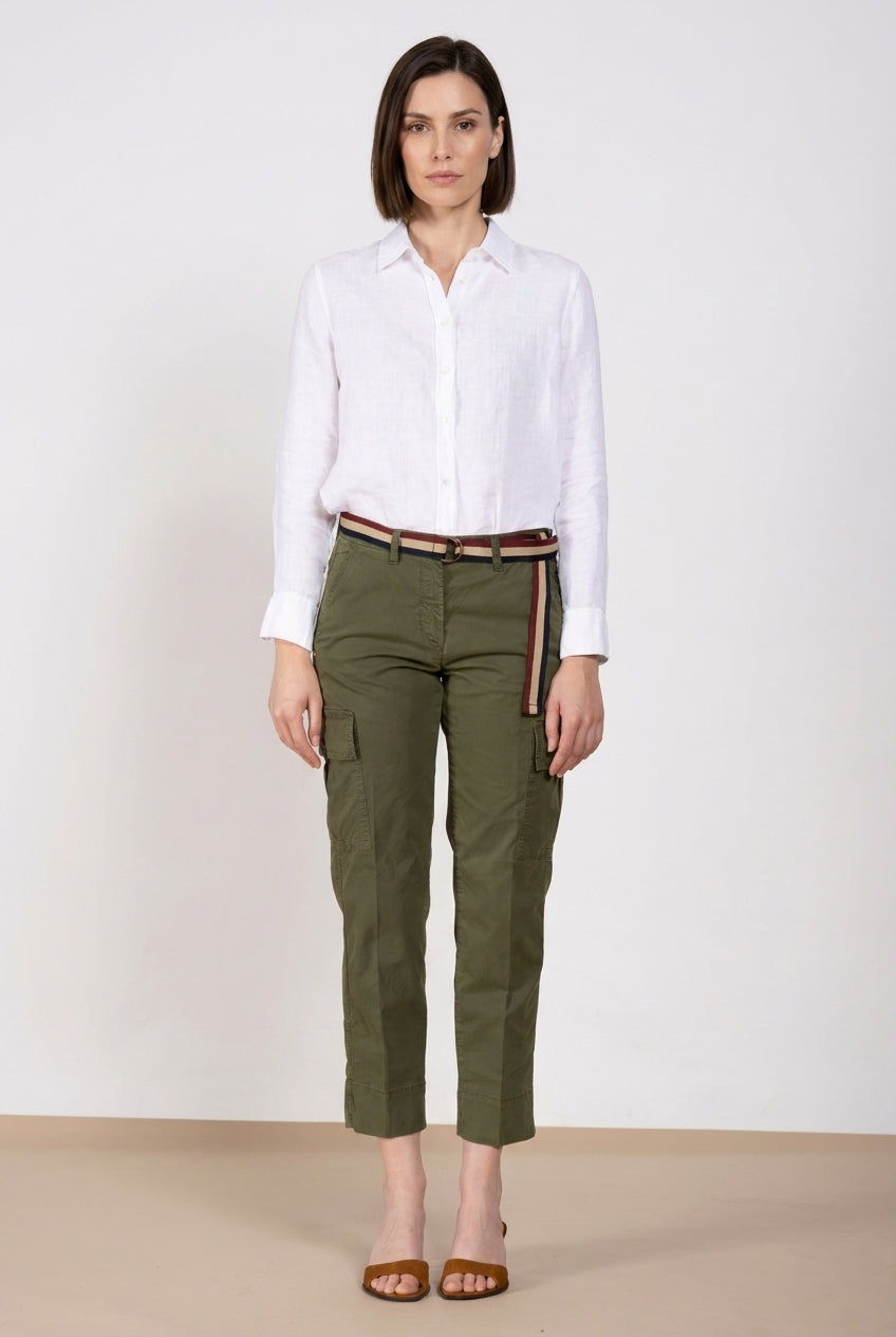 Marlene Cargo pantalone donna in twill leggero stretch carrot fit
