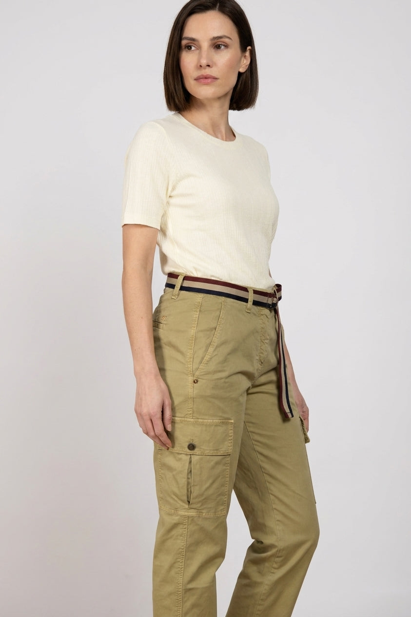 Marlene Cargo pantalone donna in twill leggero stretch carrot fit