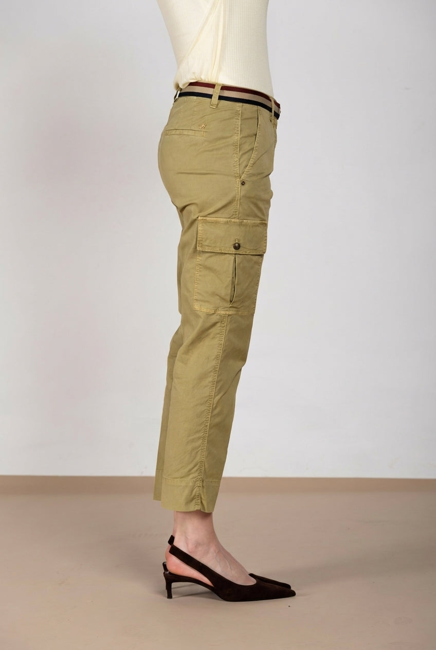 Marlene Cargo pantalone donna in twill leggero stretch carrot fit