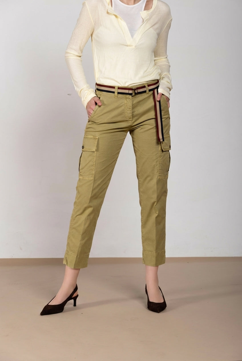Marlene Cargo pantalone donna in twill leggero stretch carrot fit