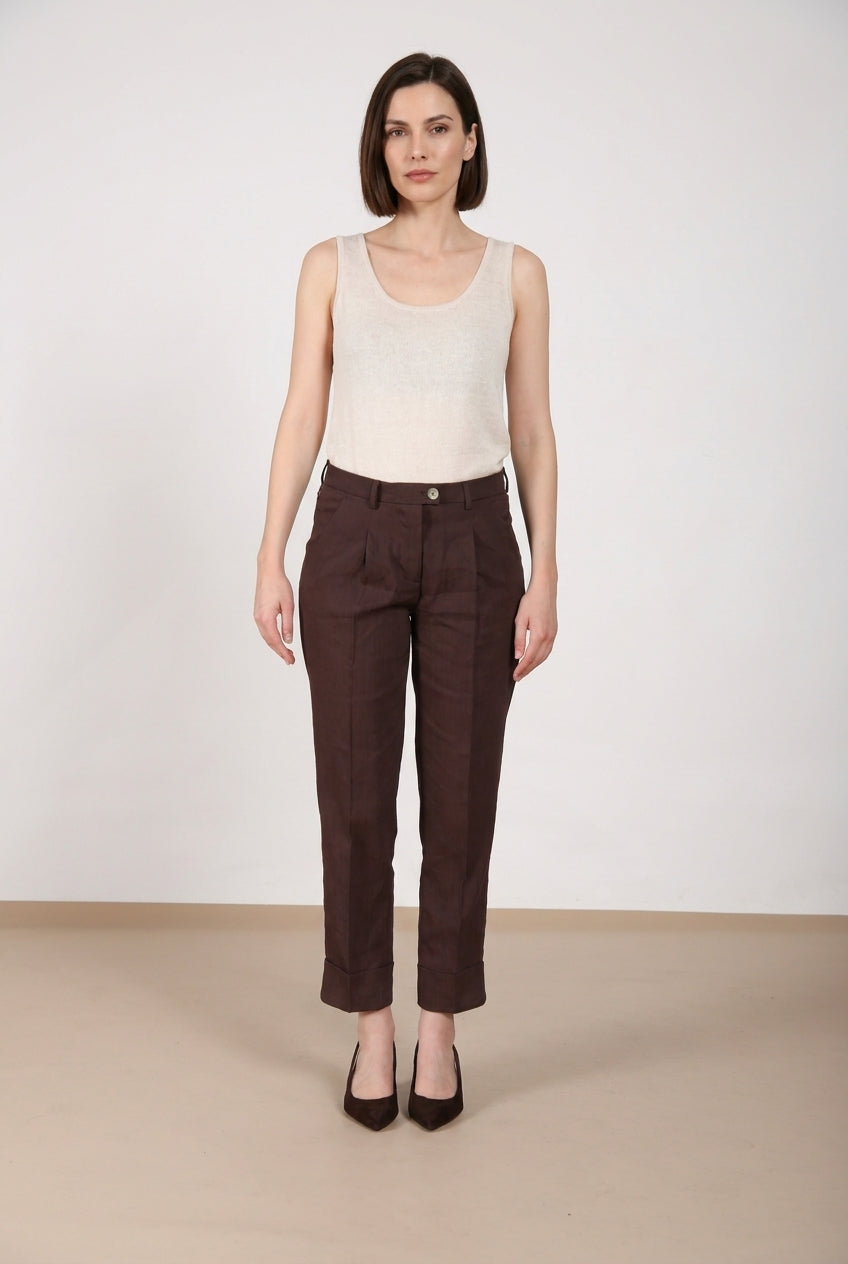 New York Carrot Sartoriale Hose Chino Dame aus Leinenmischgewebe carrot fit