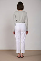 New York Carrot Sartoriale 1 Pince pantalone chino donna in raso di cotone e seta carrot fit ①