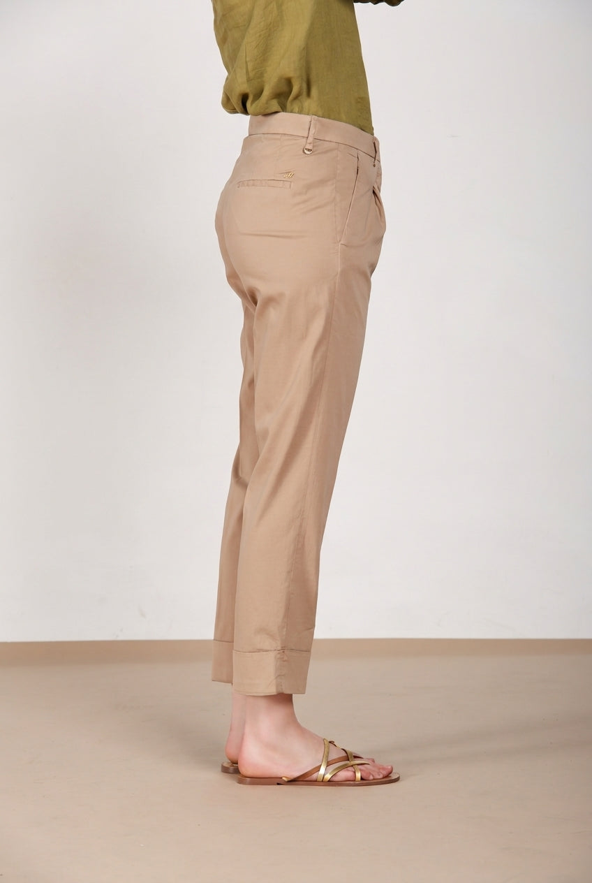 New York Carrot Sartoriale 1 Pince pantalone chino donna in raso di cotone e seta carrot fit