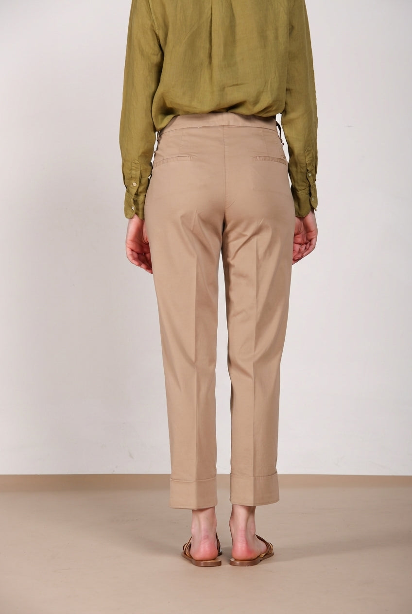 New York Carrot Sartoriale 1 Pince Damen-Chinohose aus Baumwoll- und Seidensatin carrot fit ①