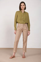 New York Carrot Sartoriale 1 Pince pantalone chino donna in raso di cotone e seta carrot fit