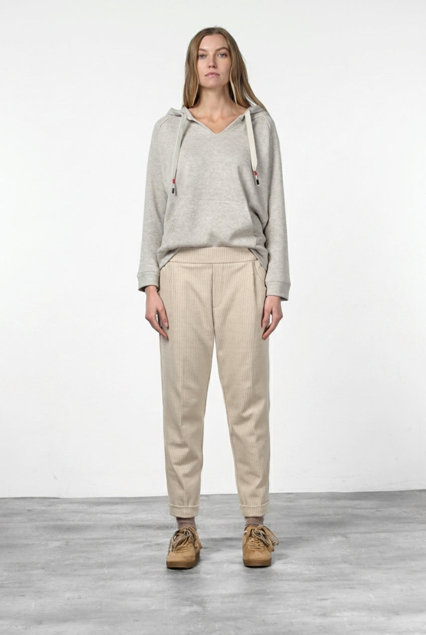 Easy Jogger Damen-Chinohose aus Jersey mit Mikromuster, Relaxed Fit