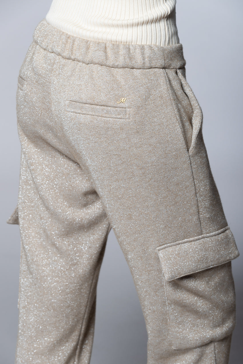 Easy Cargo pantalone cargo donna maglia jersey lurex relaxed fit
