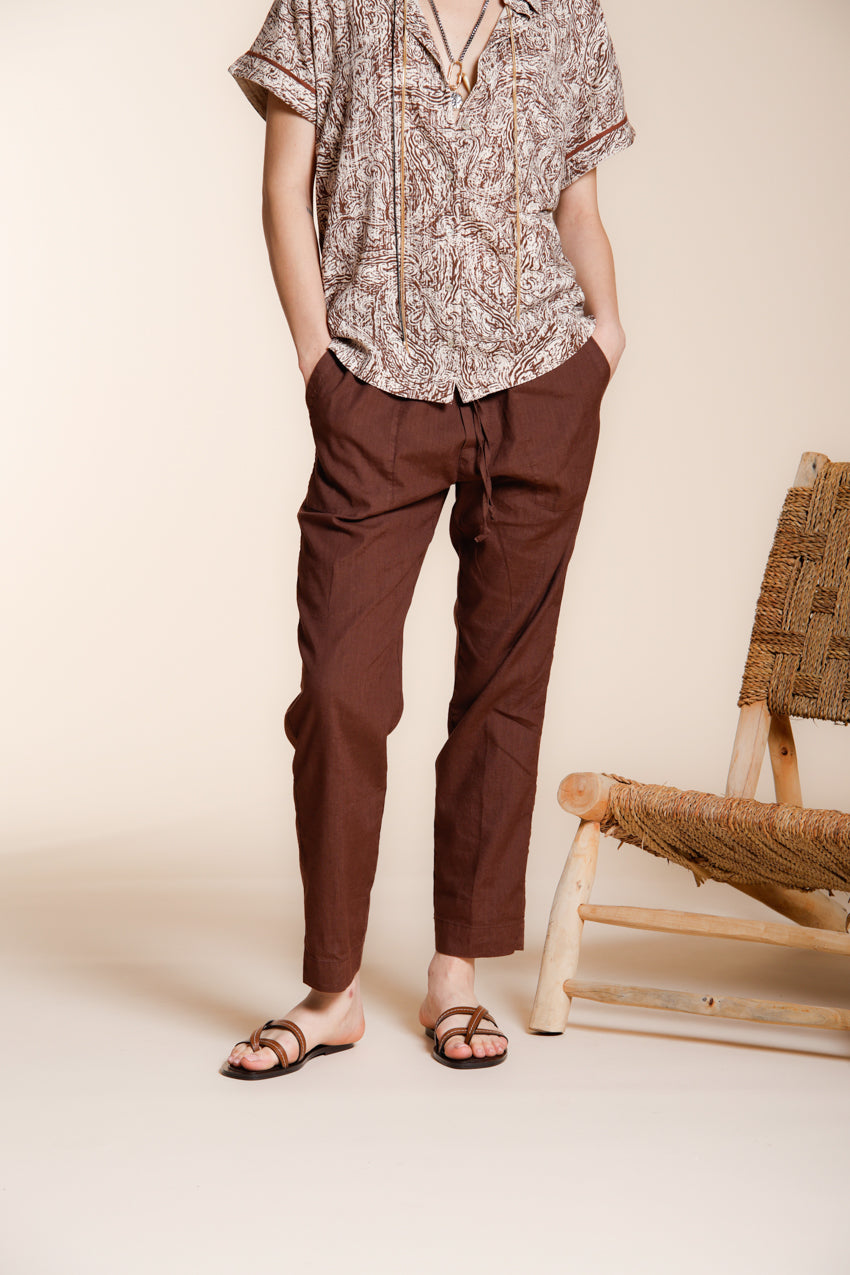 Jogger City Hose Chino Damen aus leichtem Leinen und Baumwollcanvas relaxed fit