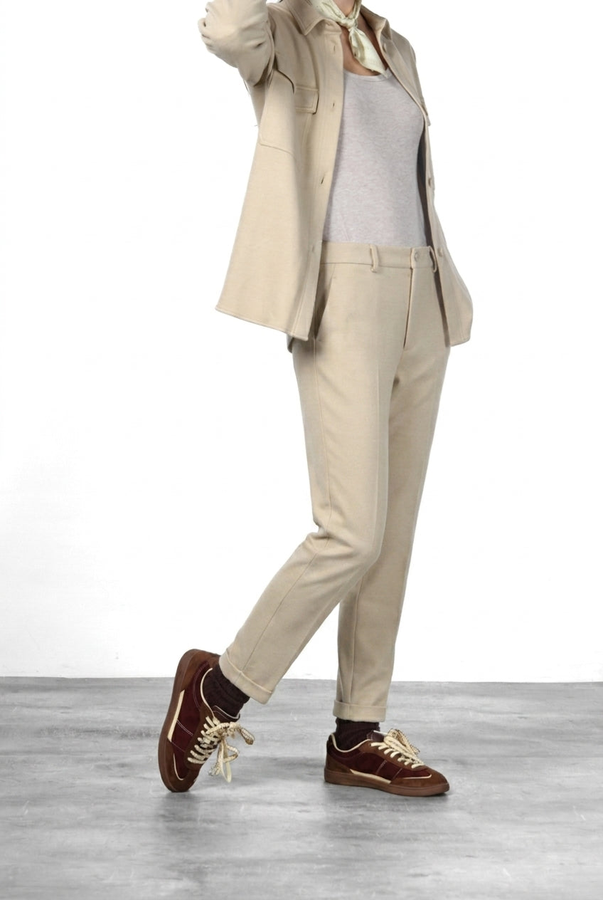 New York Cozy pantalone chino donna in jersey relaxed fit