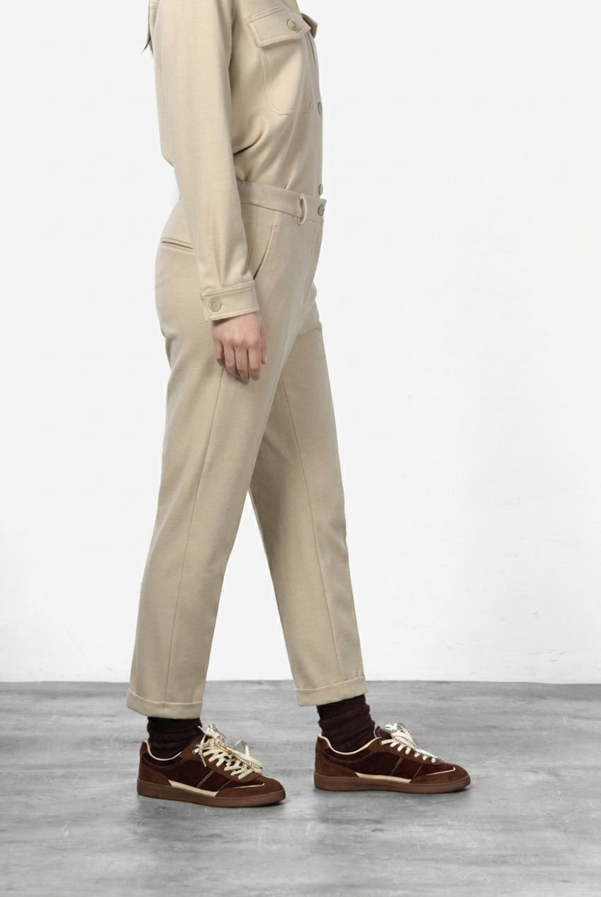 New York Cozy pantalone chino donna in jersey relaxed fit