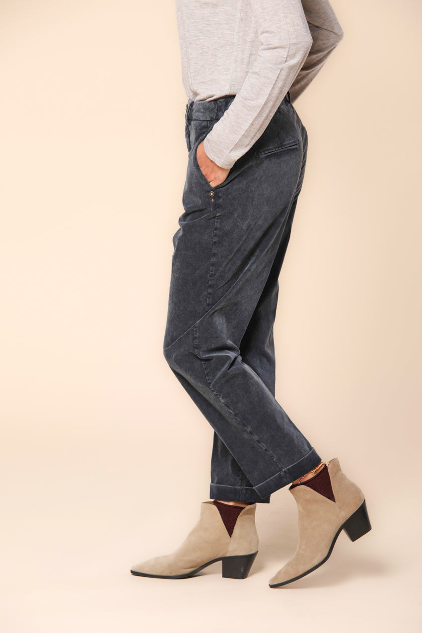 New York Cozy pantalone chino donna in velluto 1000 righe relaxed fit