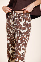 New York Cozy Straight pantalone chino jogger donna in mussola stampa ramage relaxed fit