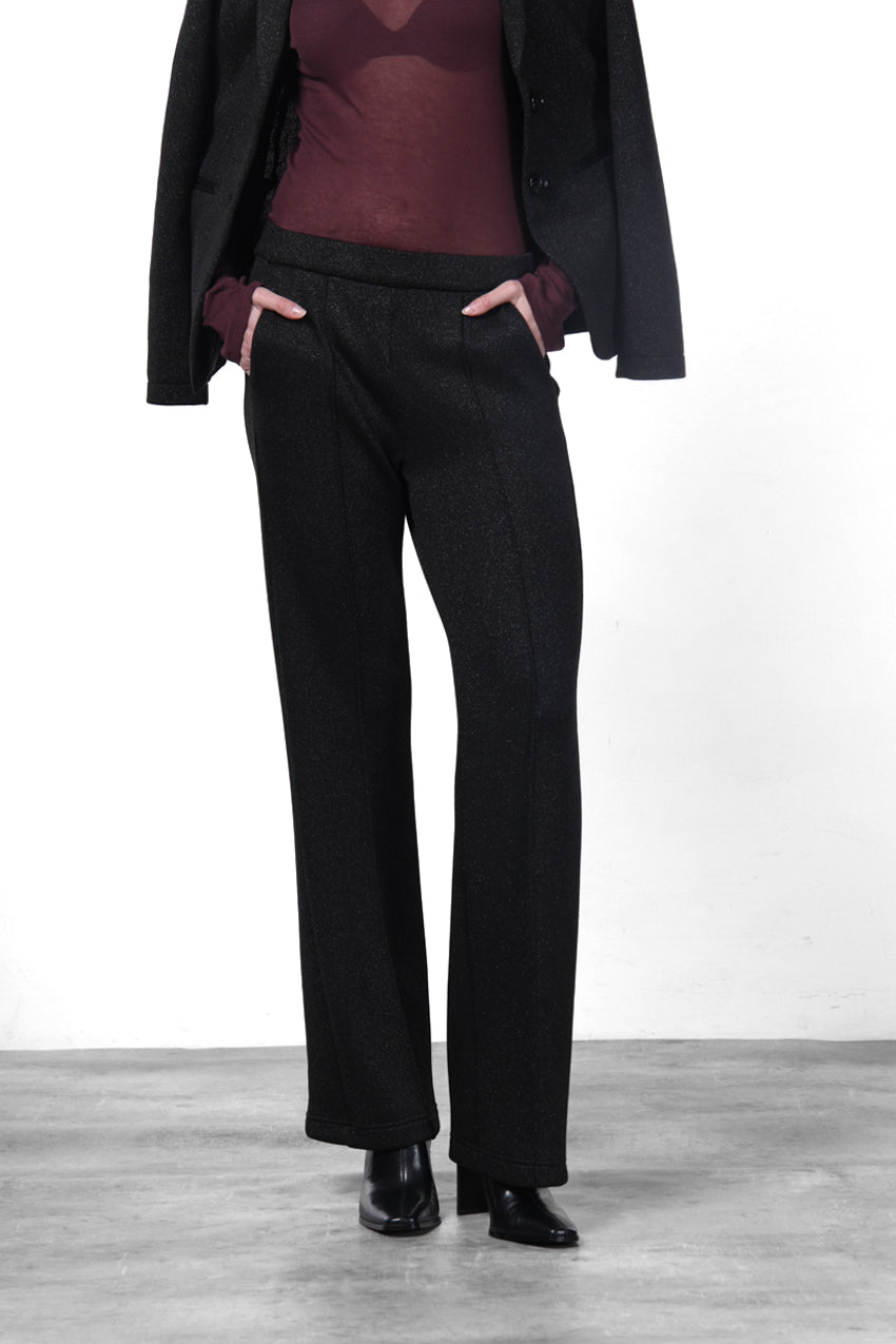 Easy Straight Chinohose für Damen aus Jersey mit Lurex in Strickoptik mit straight fit