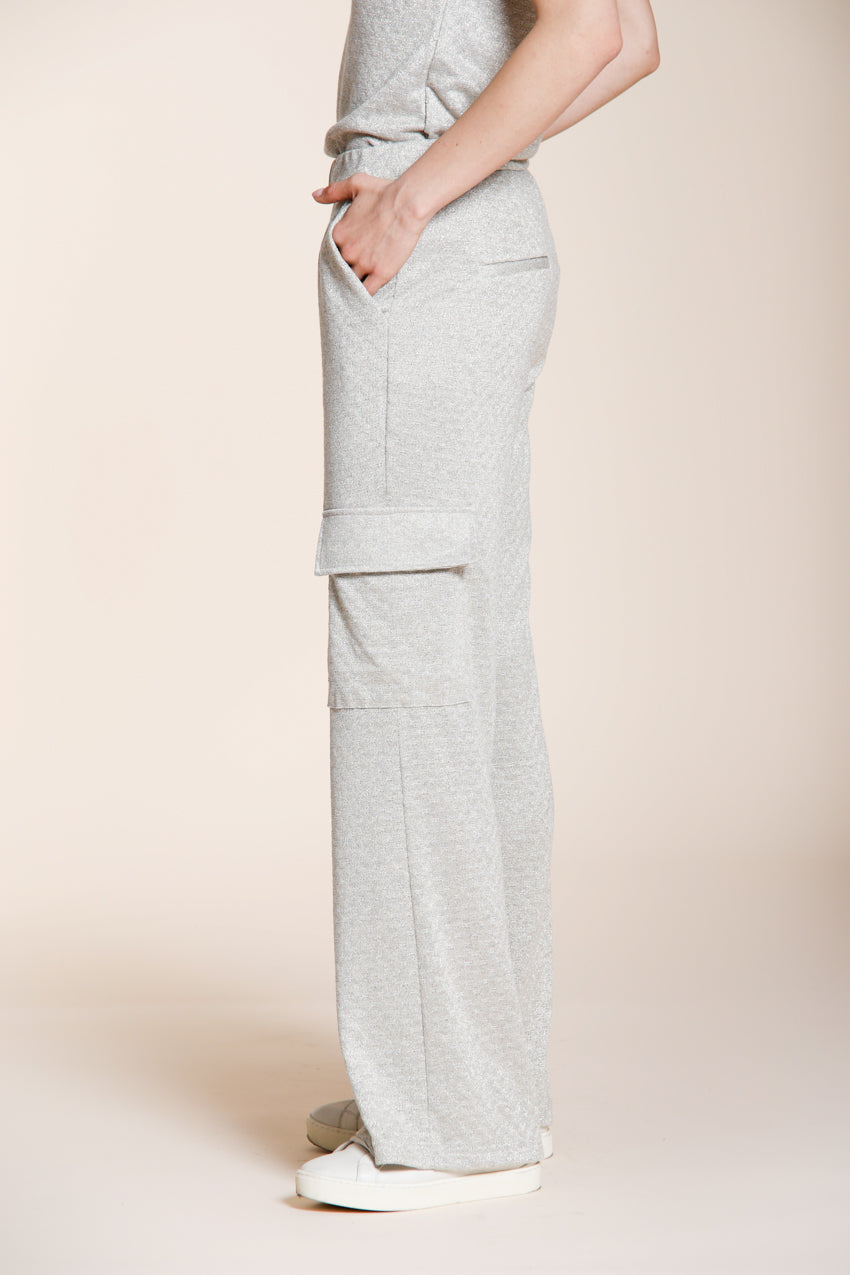 Easy Straight pantalone cargo jogger donna in tricot lurex straight fit