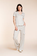 Easy Straight pantalone cargo jogger donna in tricot lurex straight fit