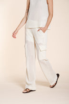 Easy Straight pantalone cargo jogger donna in maglia crochet straight fit