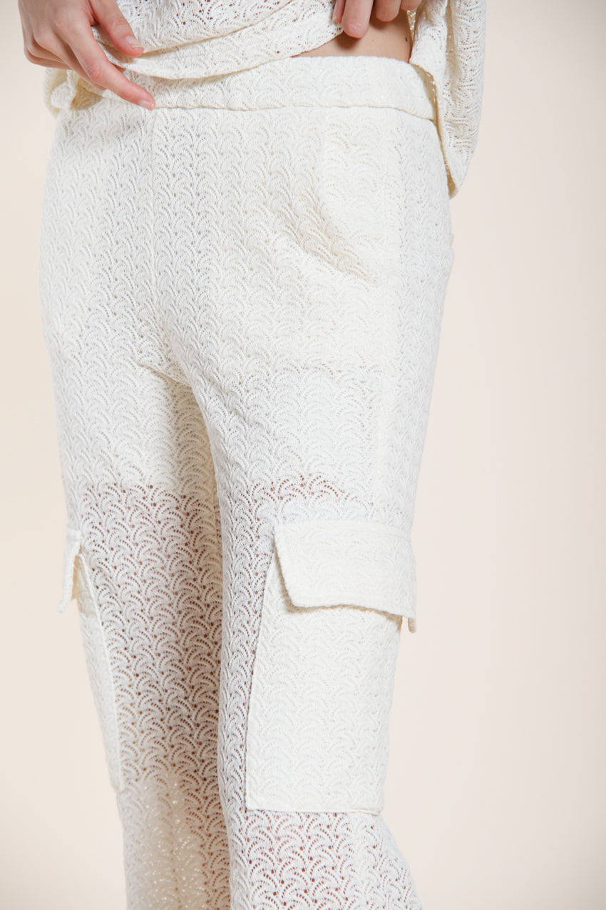 Easy Straight pantalone cargo jogger donna in maglia crochet straight fit