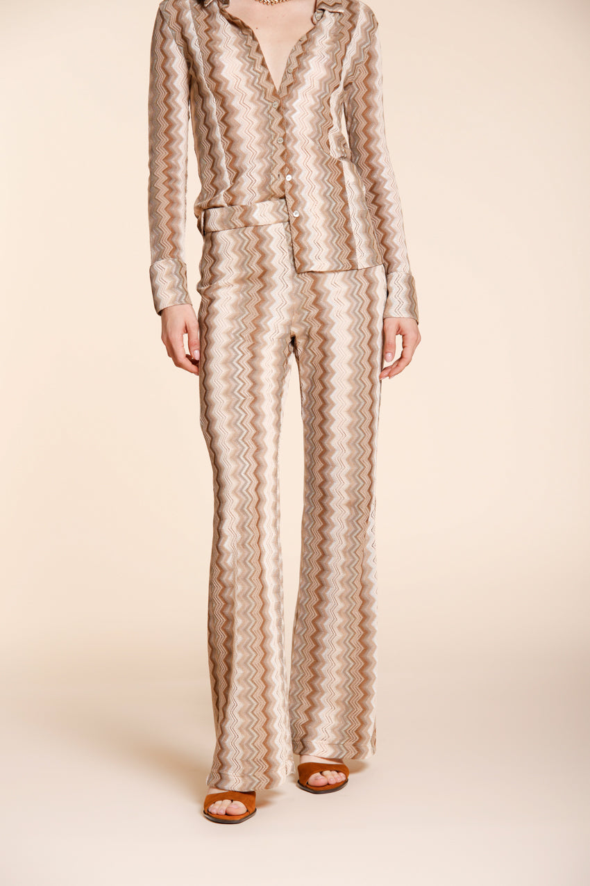 Easy Straight pantalone chino jogger donna in maglia a resca lurex straight fit