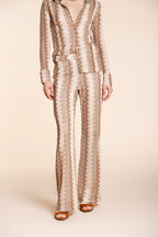 Easy Straight pantalone chino jogger donna in maglia a resca lurex straight fit