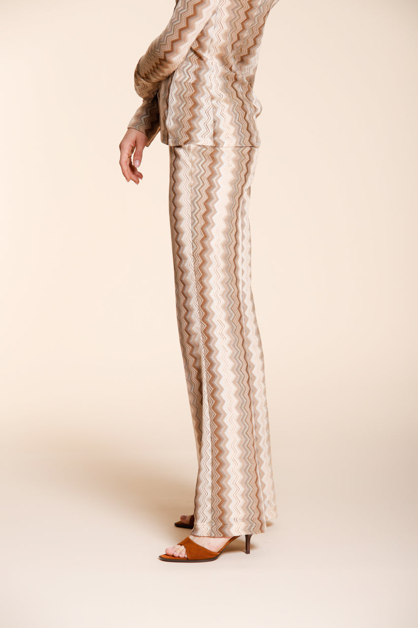 Easy Straight pantalone chino jogger donna in maglia a resca lurex straight fit