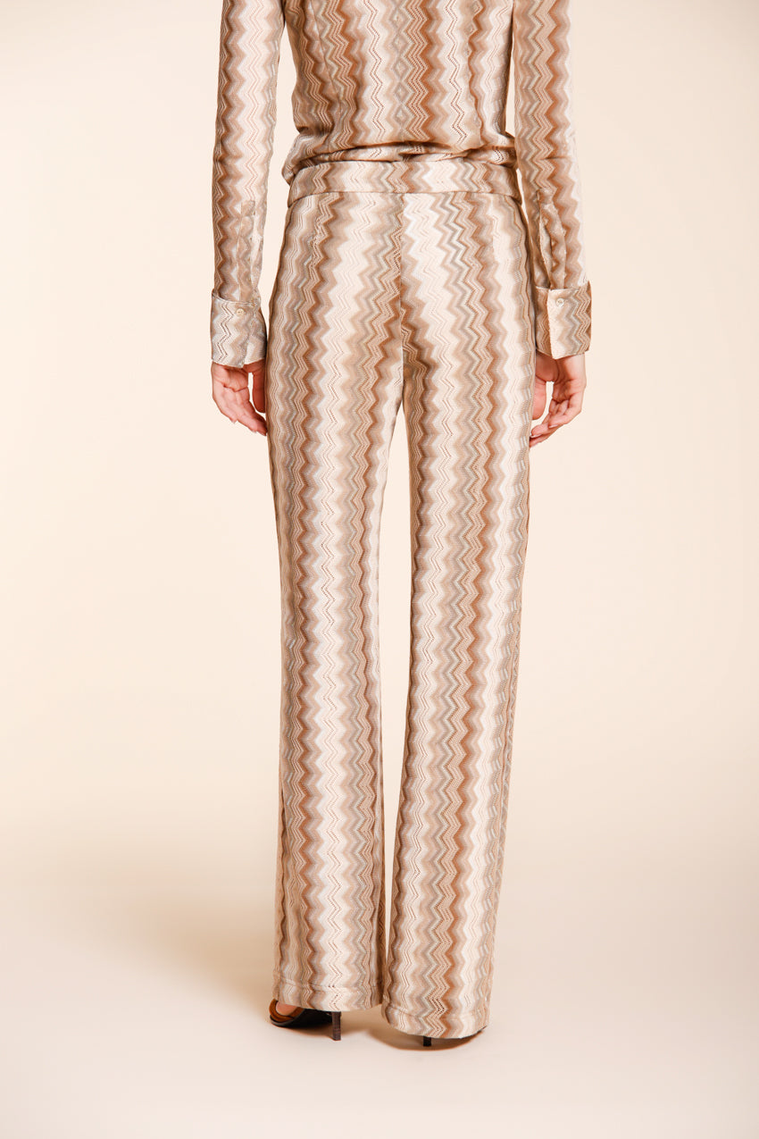 Easy Straight Hose Chino Jogger Damen aus Strick Fischgrat Lurex straight fit