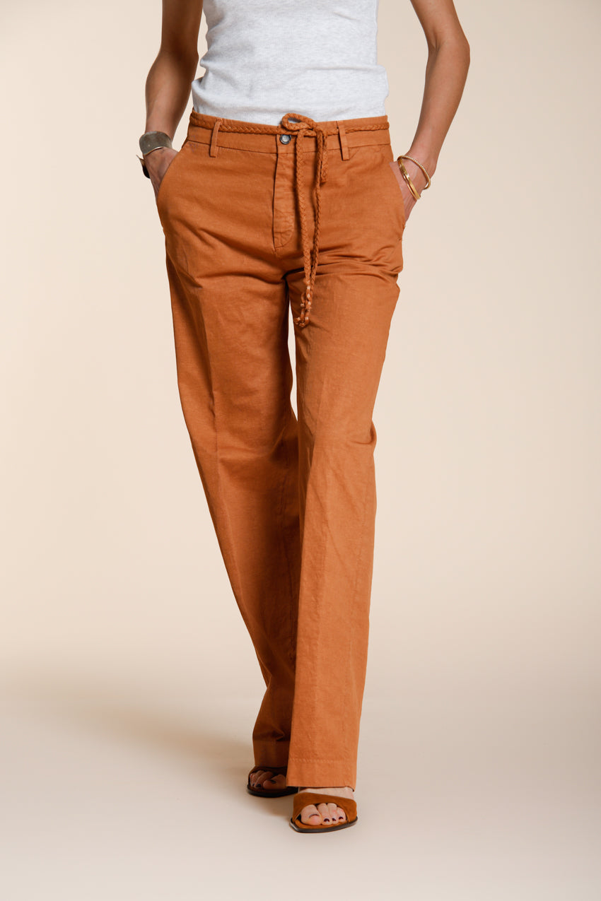 New York Straight pantalone chino donna in twill di cotone e lino straight fit