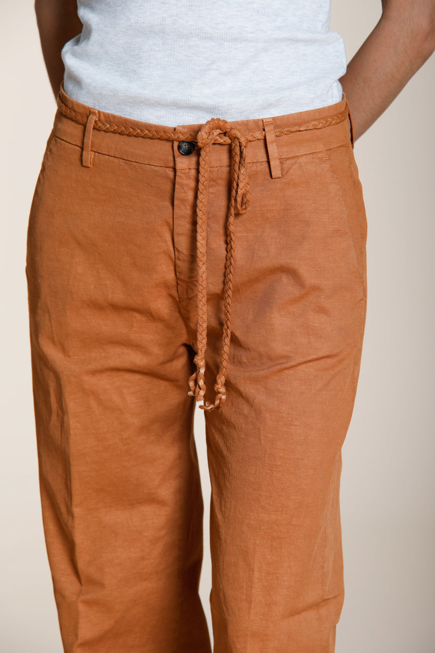 New York Straight pantalone chino donna in twill di cotone e lino straight fit