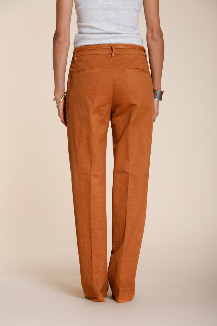 New York Straight pantalone chino donna in twill di cotone e lino straight fit