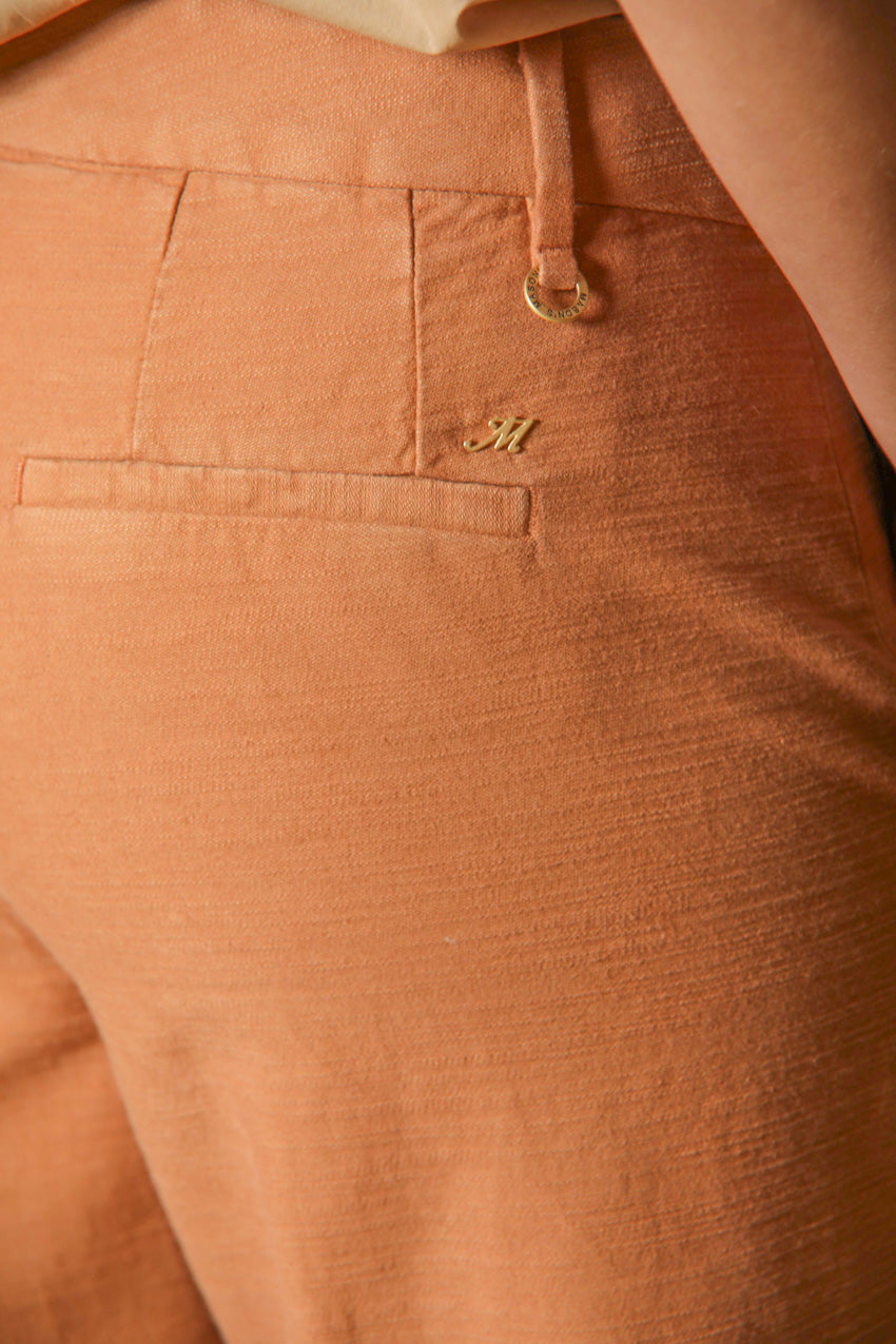 New York Cropped pantalone chino donna in cotone fiammato straight fit