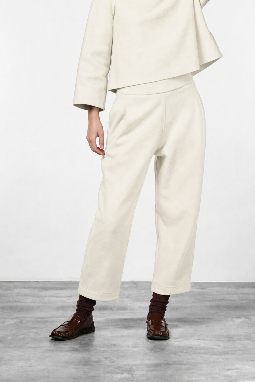 Baloon pantalone chino donna in panno di lana baloon fit