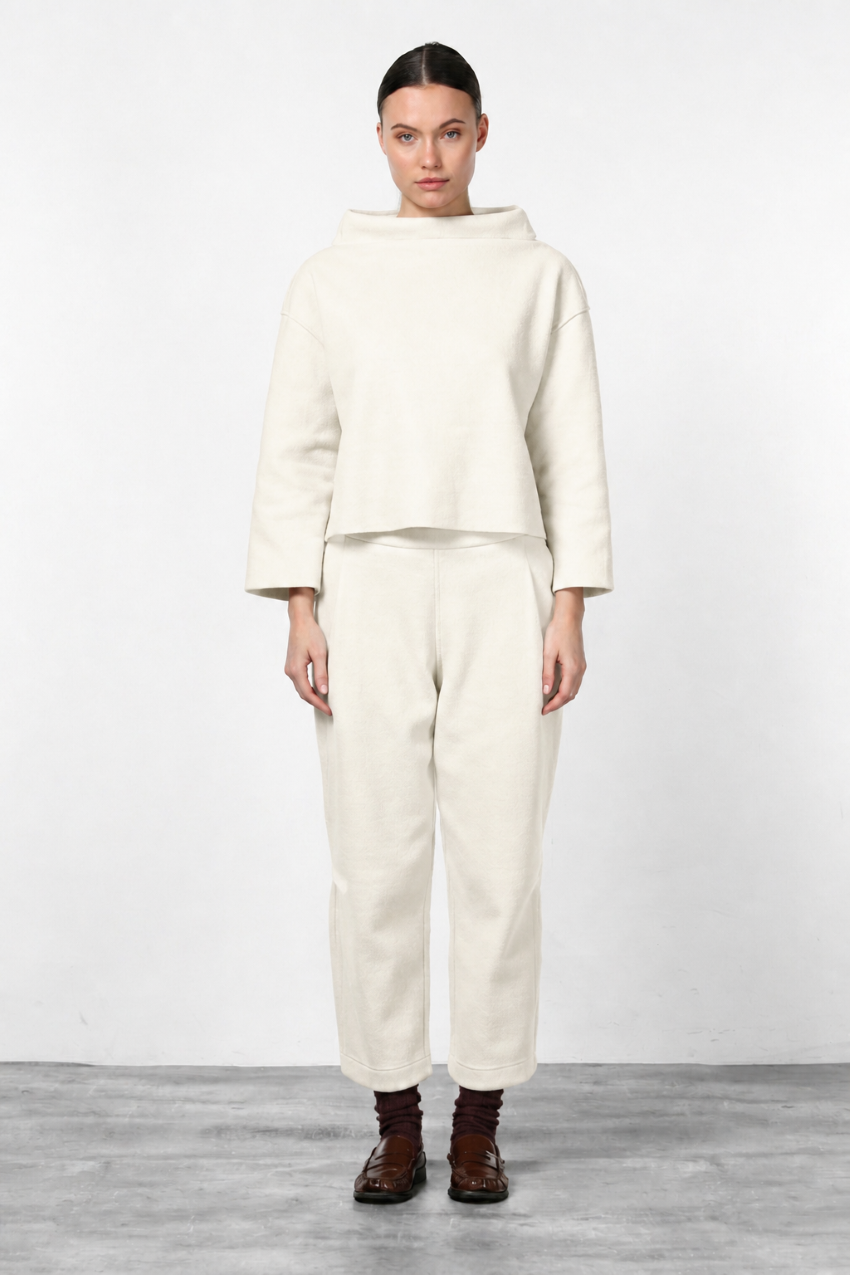 Baloon pantalone chino donna in panno di lana baloon fit