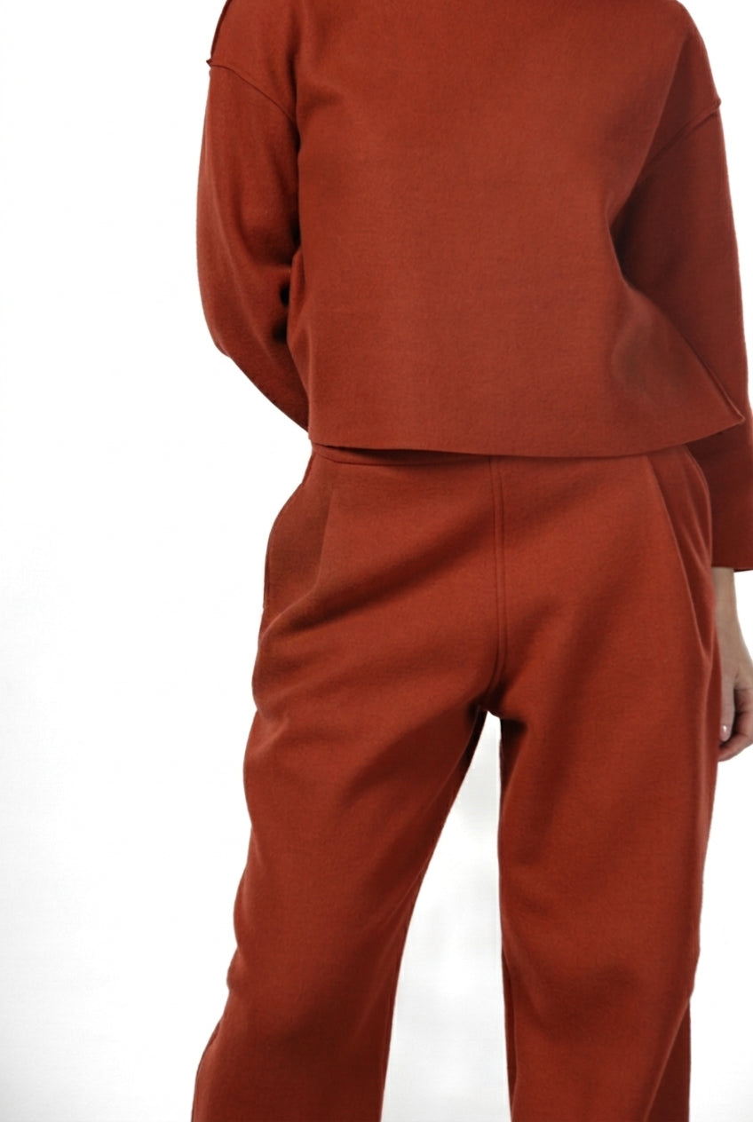 Damen-Chinohose aus Wolltuch im Balloon Fit