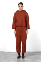 Baloon pantalone chino donna in panno di lana balloon fit