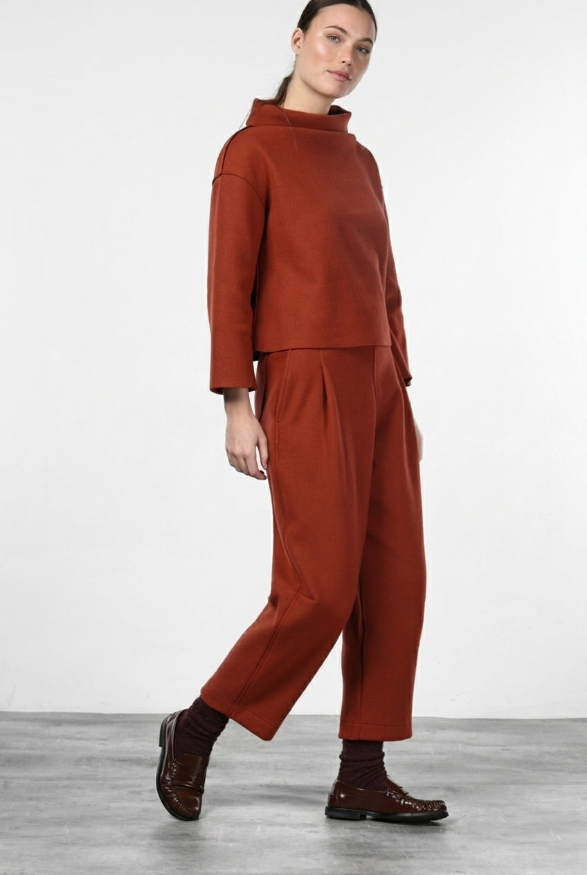 Damen-Chinohose aus Wolltuch im Balloon Fit
