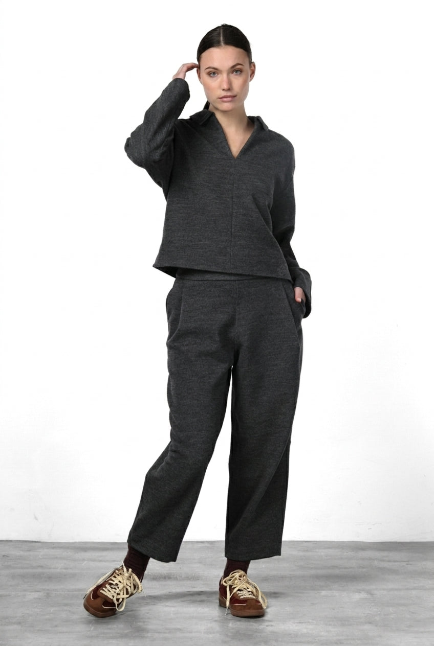 Baloon pantalone chino donna in panno jersey balloon fit