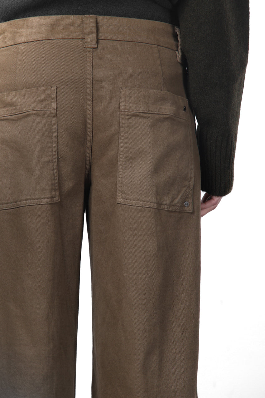 New York Palazzo pantalone chino donna in gabardina wide leg