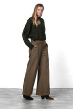 New York Palazzo pantalone chino donna in gabardina wide leg